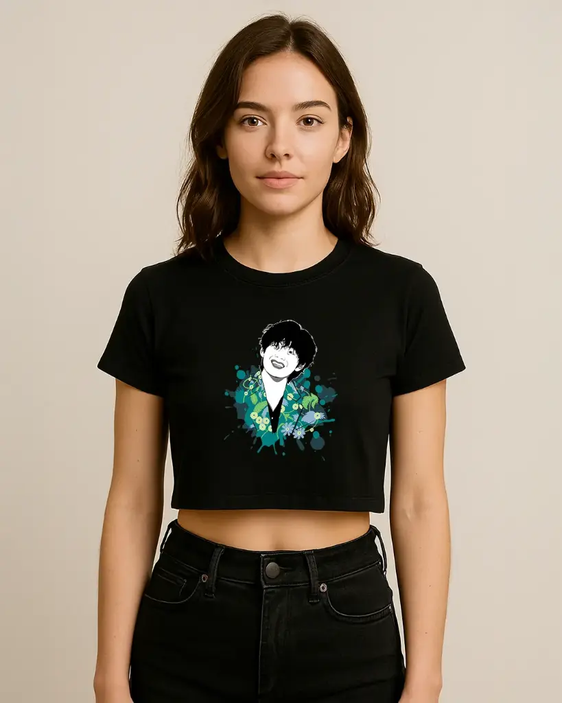 BTS V Splash Crop T-shirt (36, White)