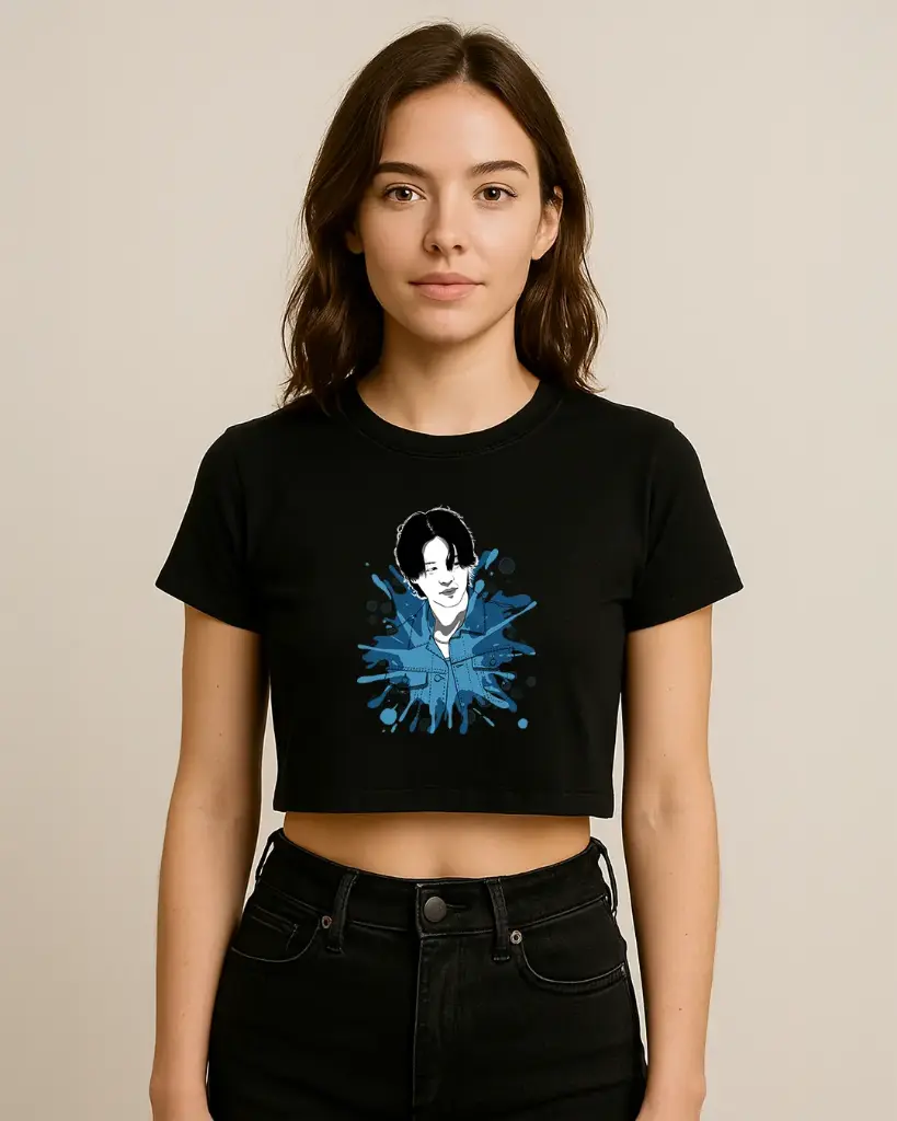 BTS Jimin Splash Crop T-shirt (36, White)