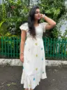 Butterfly Emroidered Midi Dress
