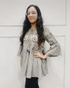 Grey Flared Embroidered Top