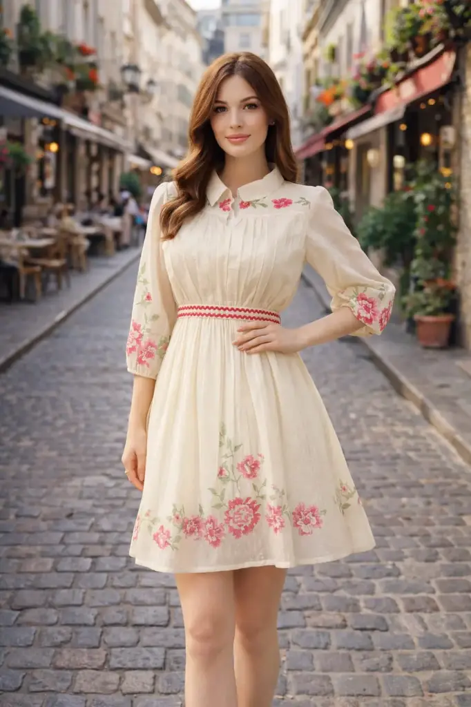 Cream Floral Dress