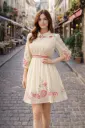 Cream Floral Dress