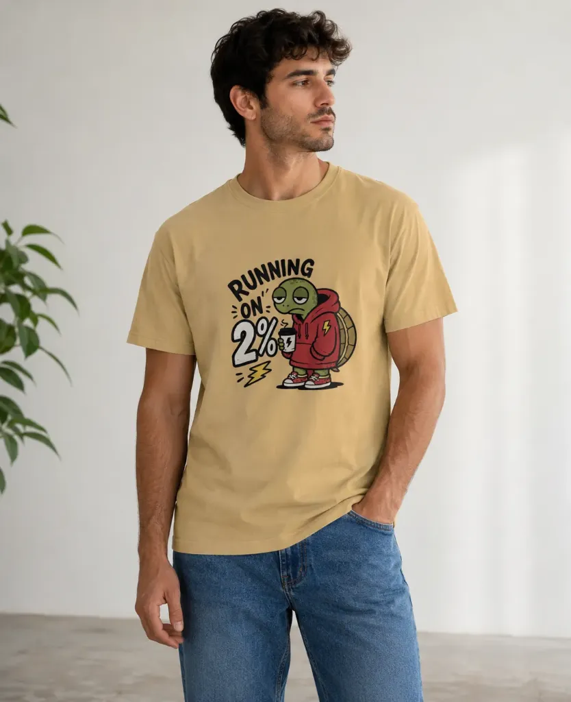 Running on 2% Beige T-shirt