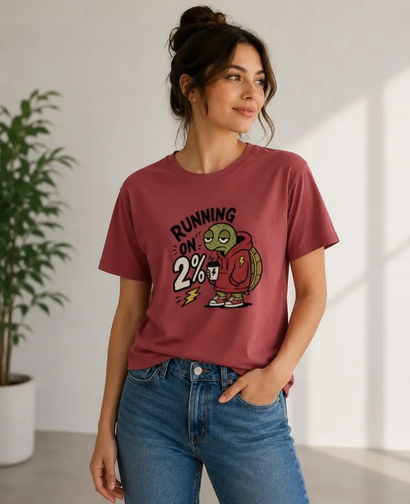 Running on 2% Coral Red T-shirt (S)