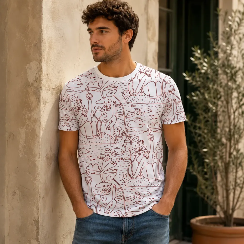 Island in the Sky White & Red Unisex Tshirt (S)