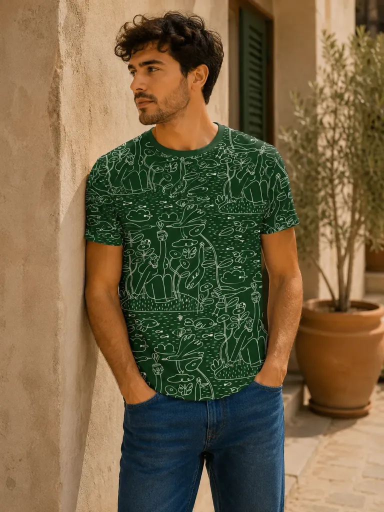Island in the Sky Green & White Unisex Tshirt (S)