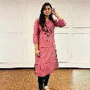 Flower Embroidered Pink Kurti