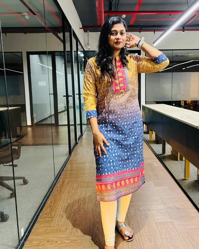 Floral Embroidered Yellow Kurti (M)