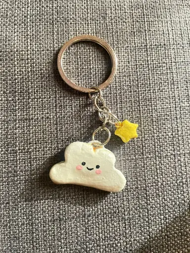 Cute Cloud and Star Clay Keychain