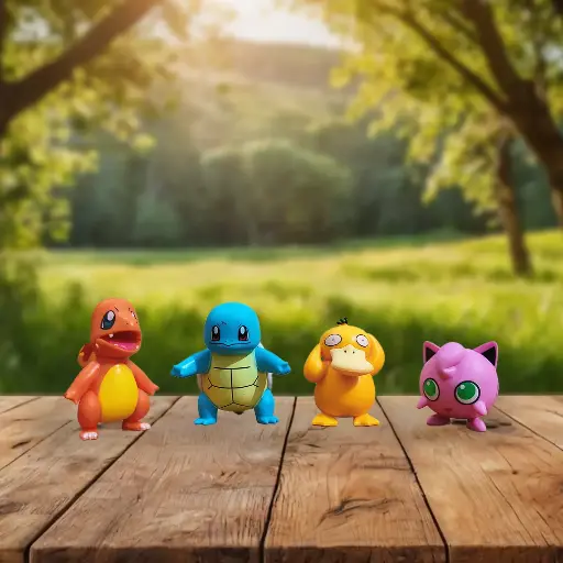 Pokemons set of 4 ( Charmander, Squirtle, Psyduck adn Jigglypuff )