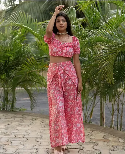 Camellia Top & Wrap around Pant Combo